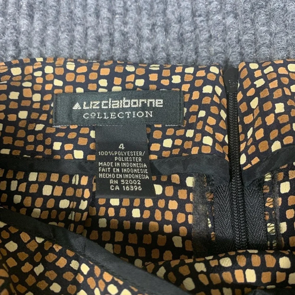 Liz Claiborne Skirt‎ Womens 4 Brown Lightweight Zip Up Short Abstract Y2K BOHO